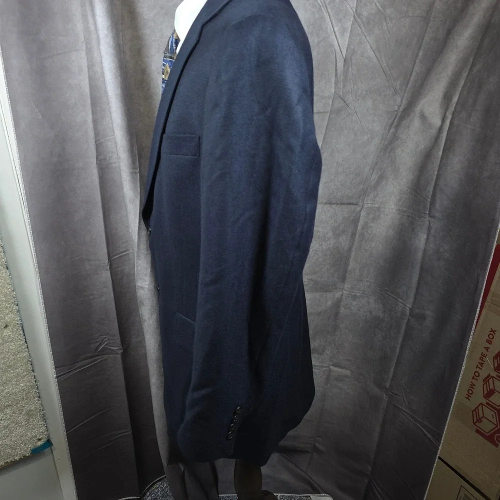 Hart Schaffner Marx Blazer Mens 46R Navy Cashmere Loro Piana Gold Trumpeter USA